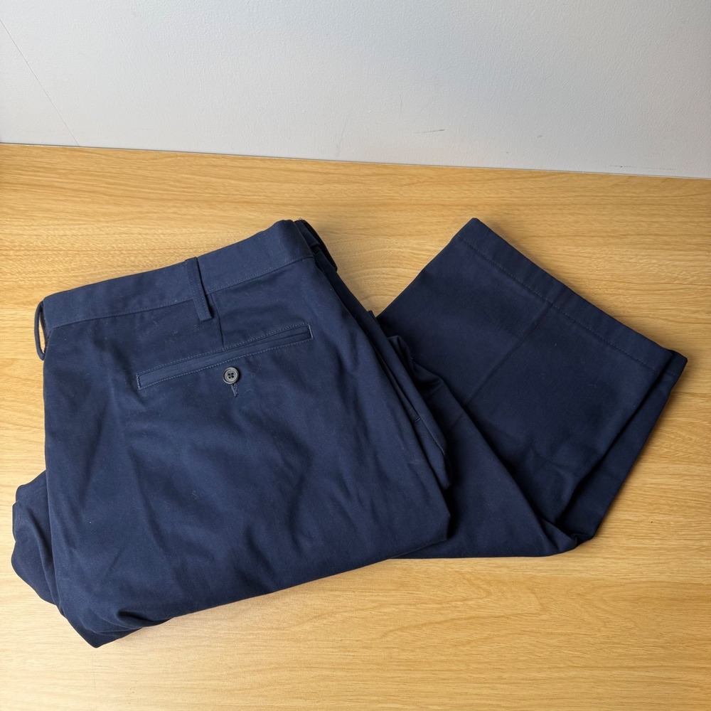 Lands' End Pleated Chinos Pants Mens 46/T (45x28) Navy Preppy Academia Classic
